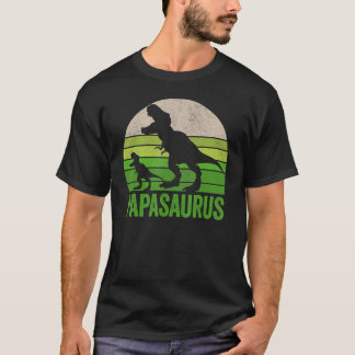 Vintage Papasaurus Dad Apparel Papa Two Dinosaurs T-Shirt