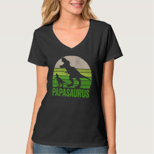 Vintage Papasaurus Dad Apparel Papa Two Dinosaurs T-Shirt