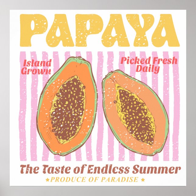 Vintage Papaya Summer Poster (Front)