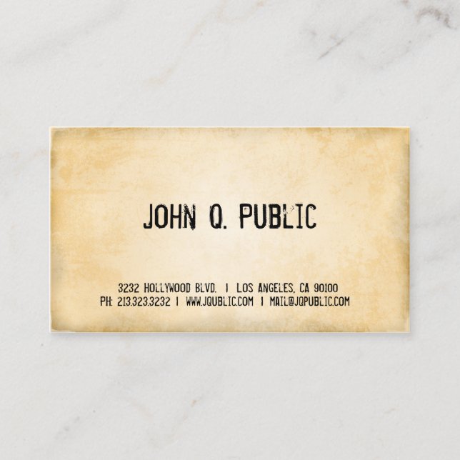 Vintage Paper Business Card (Front)