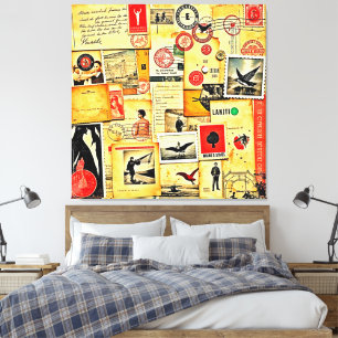 Vintage Paper Collage Art Canvas Print