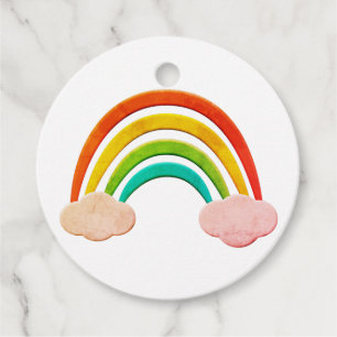 Vintage Paper Cut Rainbow And Clouds Favour Tags