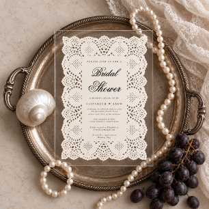 Vintage Paper Doily Lace Bridal Shower Acrylic Invitations
