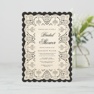Vintage Paper Doily Lace Bridal Shower Invitation