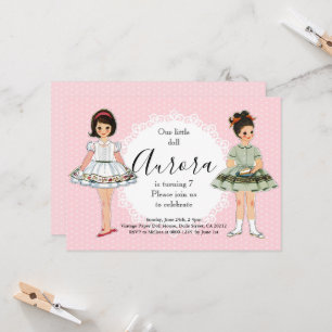 Vintage Paper Doll Birthday Party Invitation