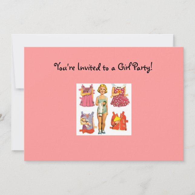 Vintage Paper Doll Invitations (Front)