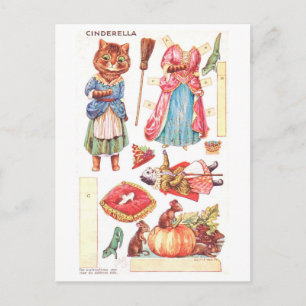 Vintage Paper Doll Postcard--Cat Cinderella Postcard