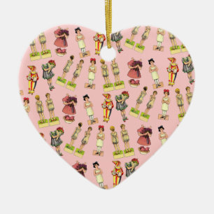 Vintage Paper Dolls Ceramic Tree Decoration