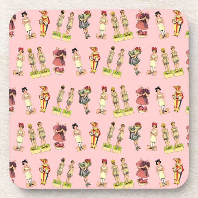 Vintage Paper Dolls Coaster (Front)