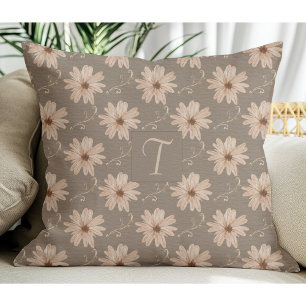 Vintage Paper Floral Pattern Monogram Cushion