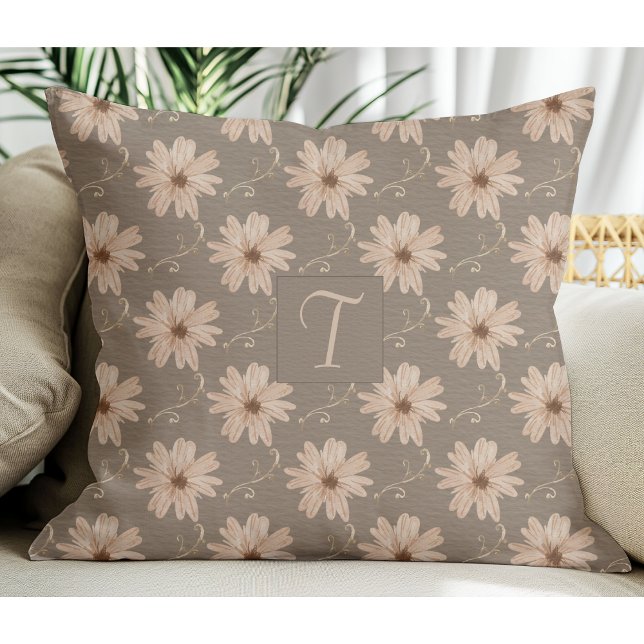 Vintage Paper Floral Pattern Monogram Cushion (Creator Uploaded)