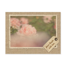 Vintage Paper Frame Travel Tag Autumn Rose Burlap