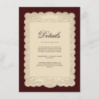 Vintage Paper Lace Burgundy Wedding Invitation