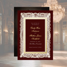 Vintage Paper Lace Photo Wedding Save Date Gold