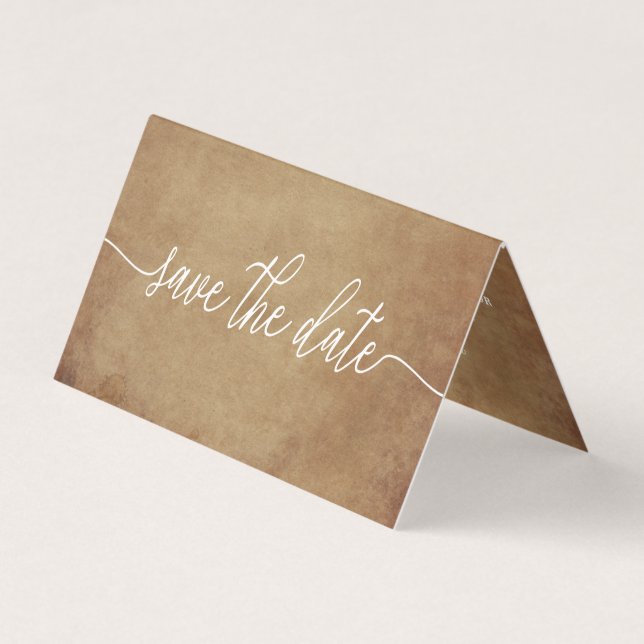 Vintage Paper, Photo Save The Date Card (Front)