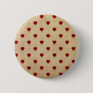Vintage Paper Polka Hearts Pattern 6 Cm Round Badge