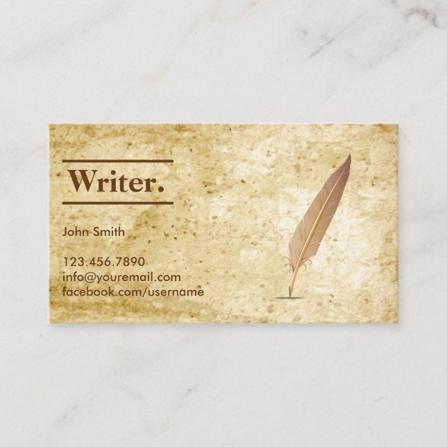 Vintage Paper & Quill Writer Business Card (Front)
