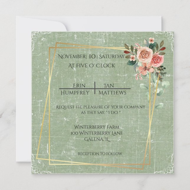 Vintage Paper & Roses Invitation (Front)