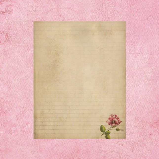 Vintage Paper with Pink Rose (Creator Uploaded)