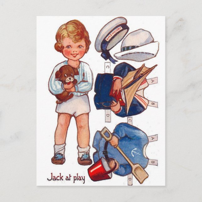 Vintage Paperdoll Little Boy Jack Postcard (Front)