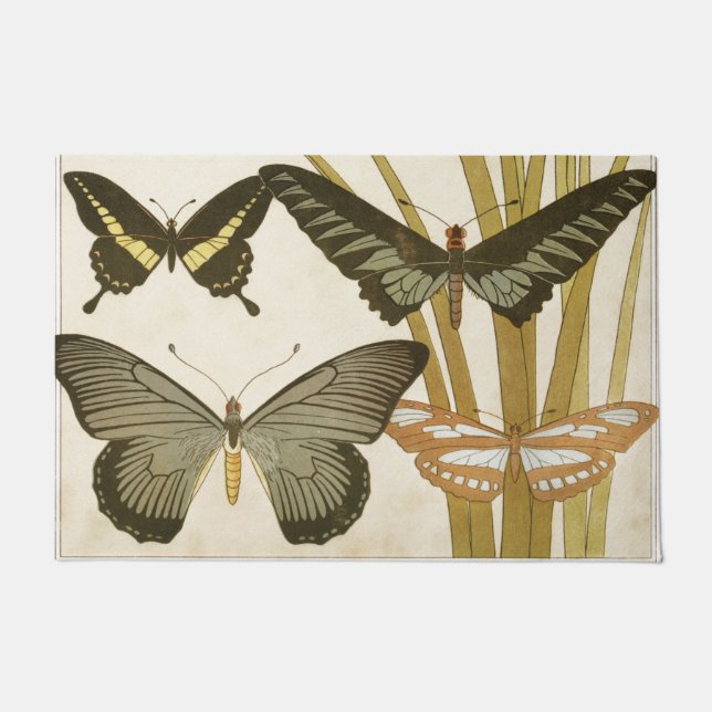 Vintage Papillon Butterflies Illustration Art Doormat (Front)