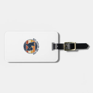 Vintage Papillon Dog Dad Retro Sunset Shirt Design Luggage Tag