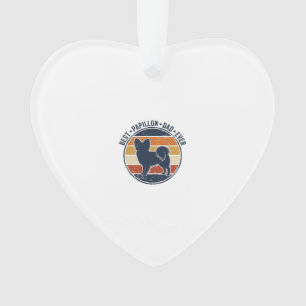 Vintage Papillon Dog Dad Retro Sunset Shirt Design Ornament