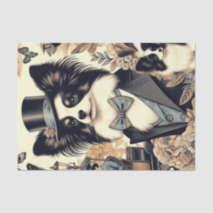 Vintage Papillon Dog Illustration Tissue Paper