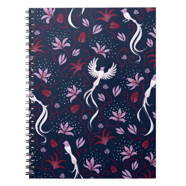 vintage paradise bird seamless repeating pattern b notebook (Front)