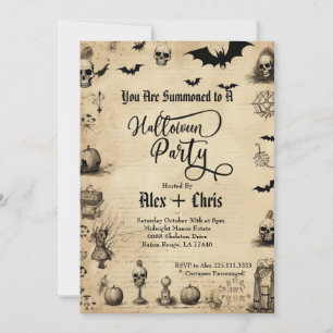 Vintage Parchment Adult Gothic Halloween Party Invitation