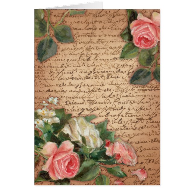 Vintage parchment and shabby chic Roses (Front)