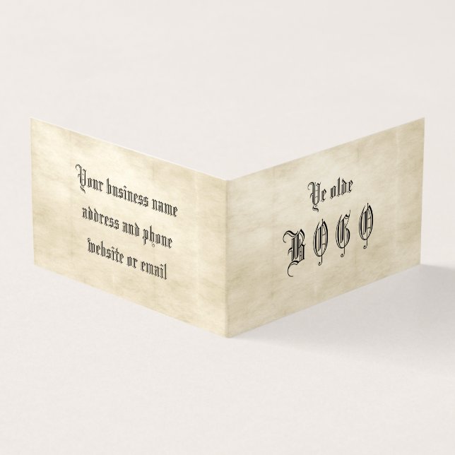 Vintage Parchment BOGO Loyalty Folded Card (Outside)