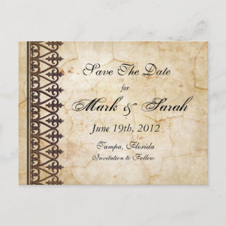 Vintage Parchment Collection Save The Date Announcement Postcard