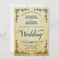 Vintage Parchment Elegant Calligraphy Wedding