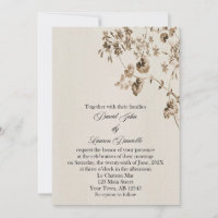 Vintage Parchment Floral Invitation