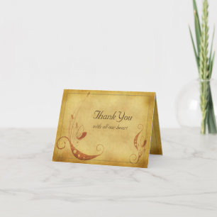 Vintage Parchment Floral Wedding Thank You Card