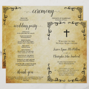 Vintage Parchment Holy Matrimony Wedding Program