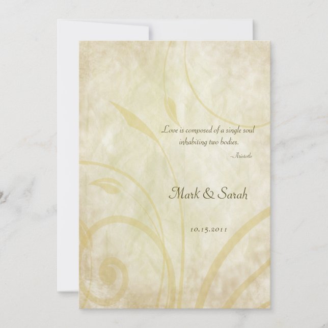 Vintage Parchment Leafy Wedding Invitation (Front)