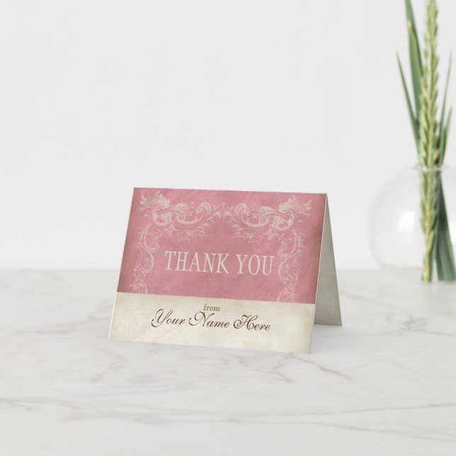 Vintage Parchment Look Business Thank You Notes (Front)