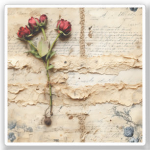 Vintage Parchment Love Letter with Flowers (2)