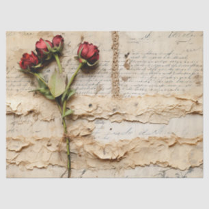 Vintage Parchment Love Letter with Flowers (2) Tissue Paper