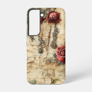 Vintage Parchment Love Letter with Flowers (4) Samsung Galaxy Case