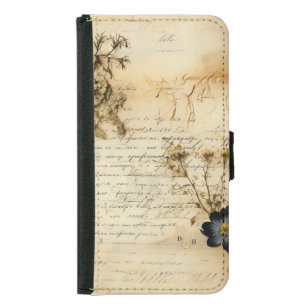 Vintage Parchment Love Letter with Flowers (5) Samsung Galaxy S5 Wallet Case