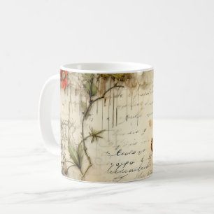 Vintage Parchment Love Letter with Flowers (6) Coffee Mug