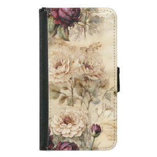 Vintage Parchment Love Letter with Flowers (7) Samsung Galaxy S5 Wallet Case