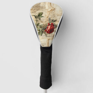 Vintage Parchment Love Letter with Flowers (9) Golf Head Cover