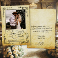 Vintage Parchment Love Thanks Photo & Note Wedding