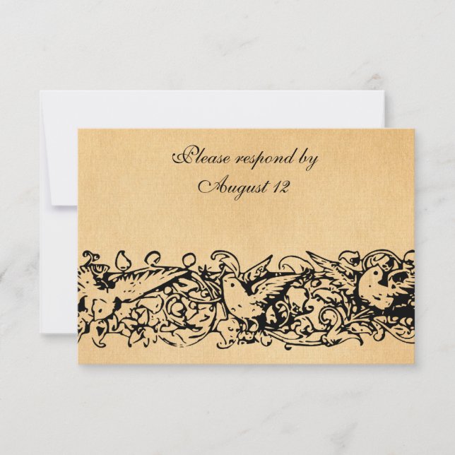 Vintage Parchment RSVP with envelopes Card (Front)