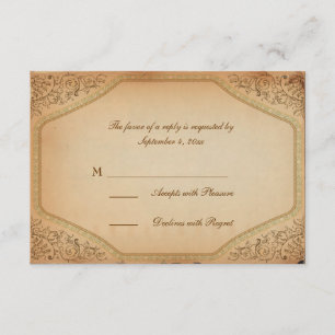 Vintage Parchment Scroll RSVP Card