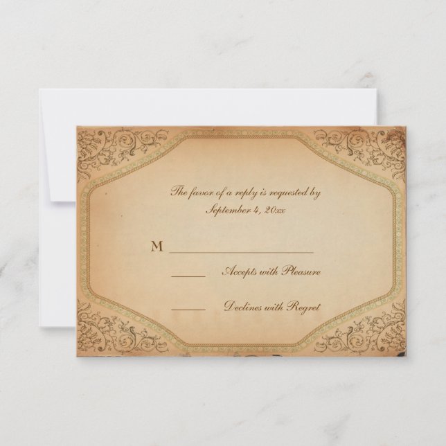 Vintage Parchment Scroll RSVP Card (Front)